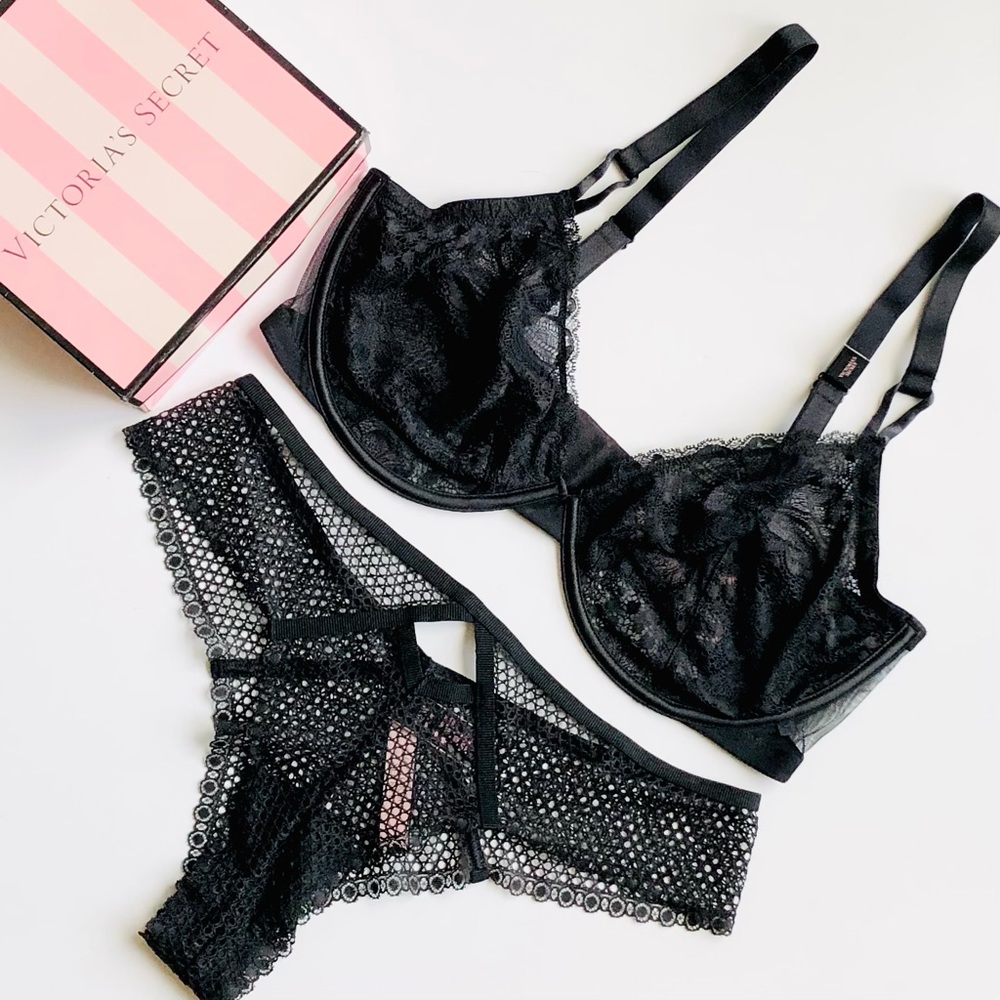 38DDD/XL Victoria’s Secret black lingerie set